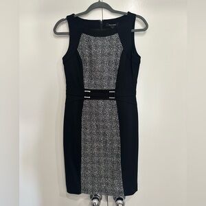 WHBM Tweed Paneled Ponte Sheath Dress Size 2